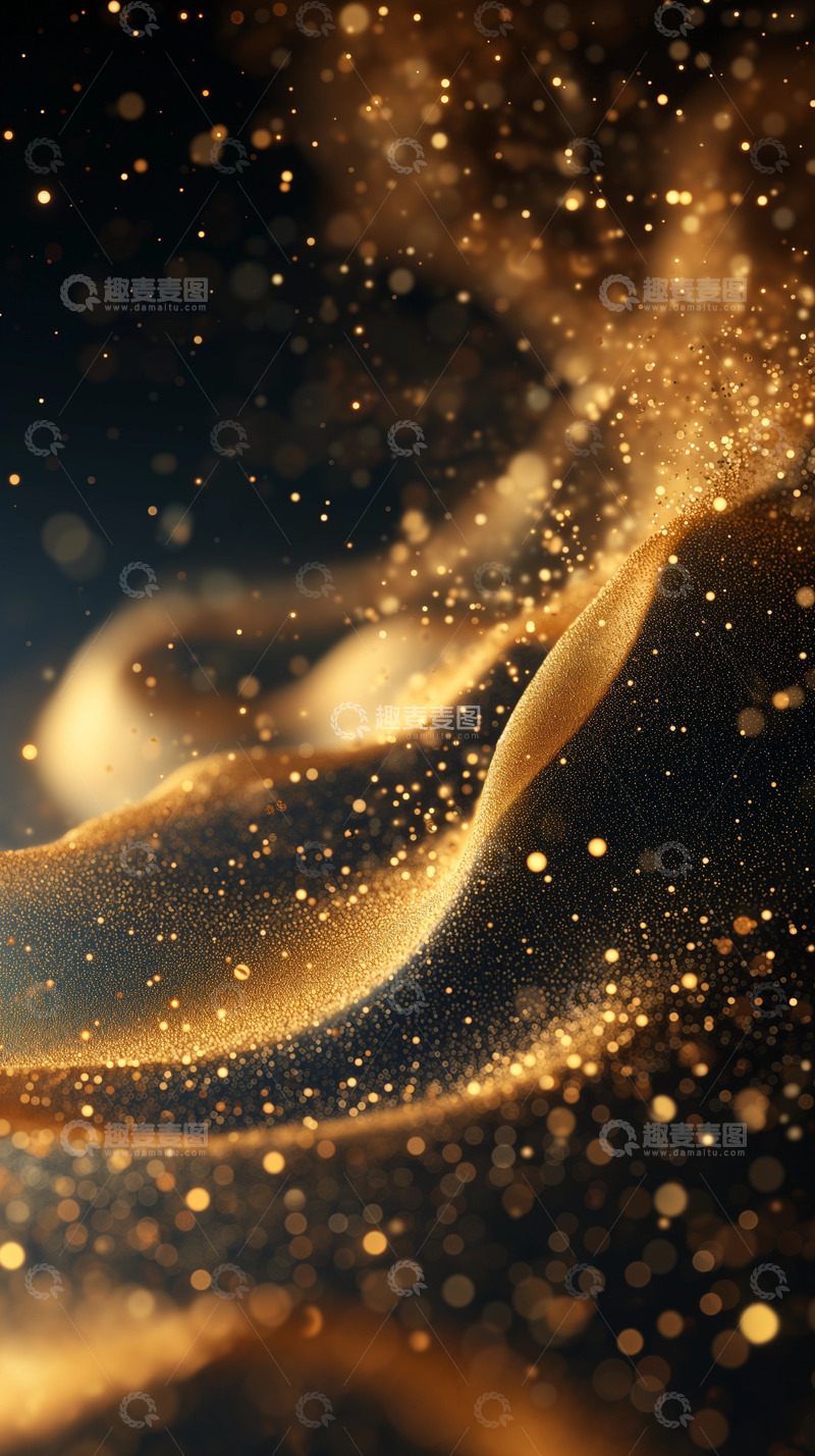 高清大图下载【趣麦麦图】金色粒子梦幻光斑H5背景