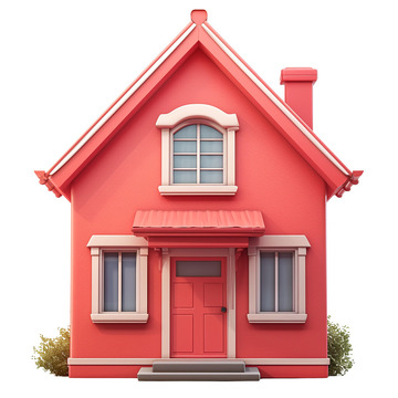 红色小别墅3D插画