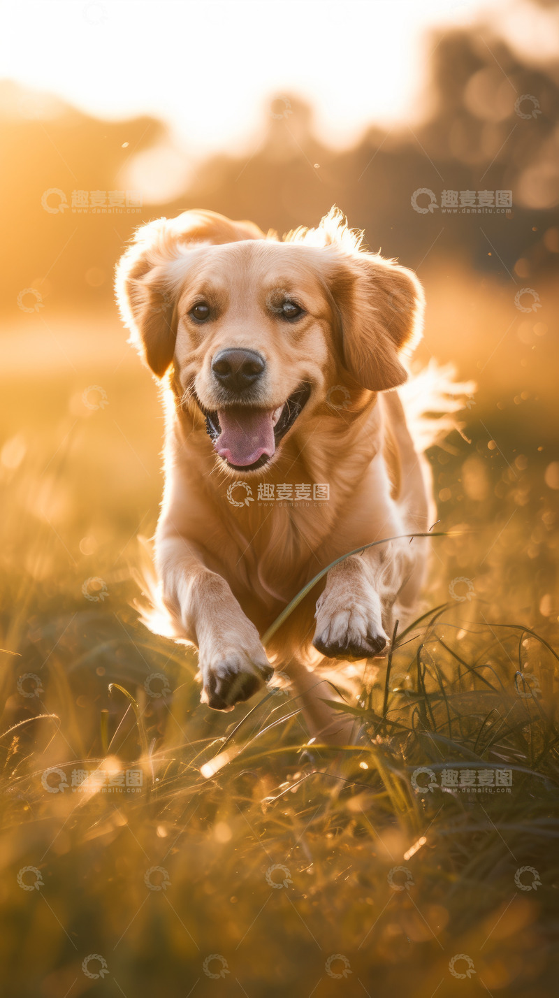 高清大图下载【趣麦麦图】阳光下奔跑的狗
