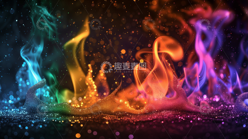 高清大图下载【趣麦麦图】燃烧彩色火焰背景
