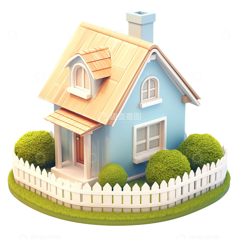 高清大图下载【趣麦麦图】小别墅3D插画
