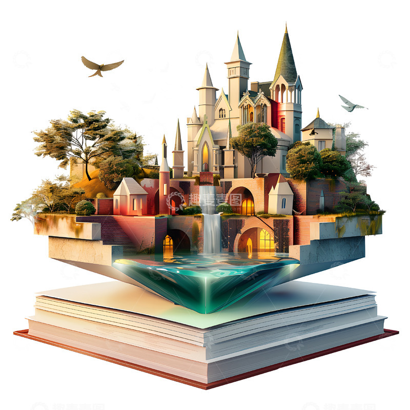 高清大图下载【趣麦麦图】创意书本古堡建筑
