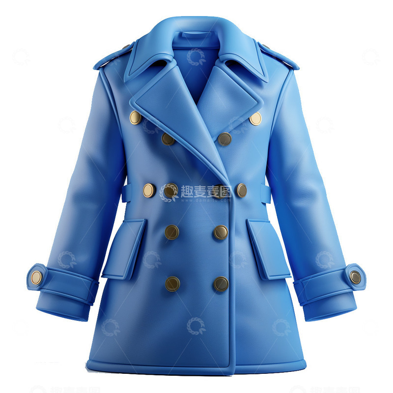 高清大图下载【趣麦麦图】-3D时尚蓝色风衣模型