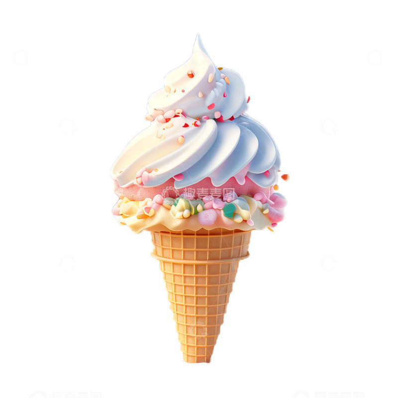 高清大图下载【趣麦麦图】3D立体卡通雪糕甜筒圣代
