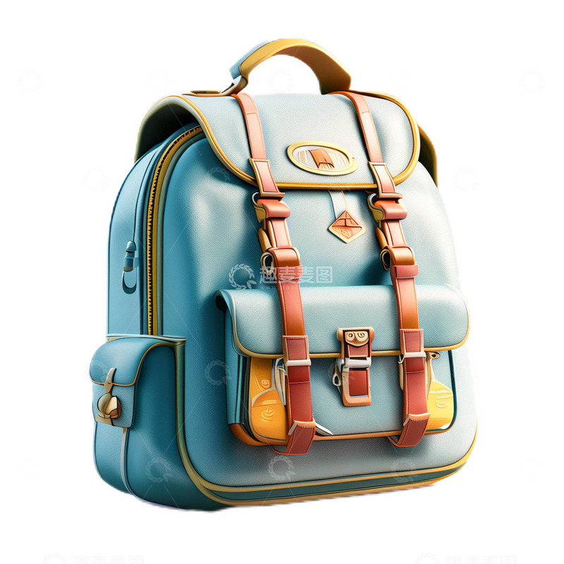 高清大图下载【趣麦麦图】3D立体卡通书包青色学习用品学习