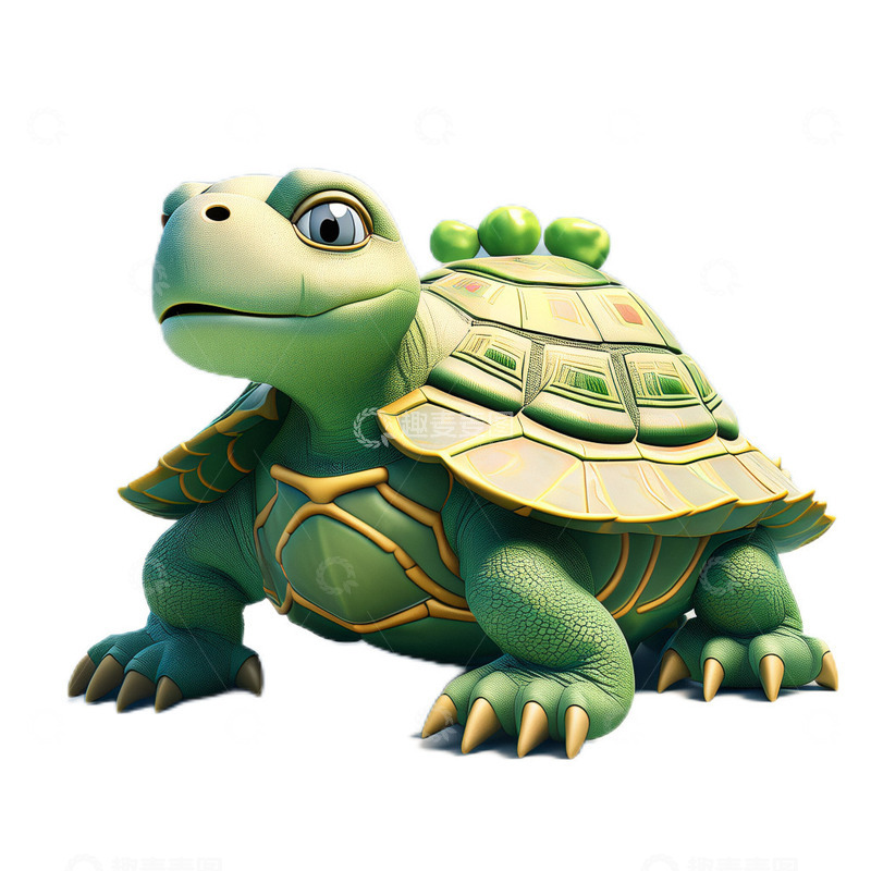 高清大图下载【趣麦麦图】3D立体卡通可爱乌龟动物绿壳两栖