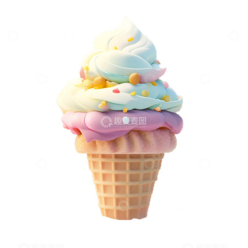 高清大图下载【趣麦麦图】3D立体卡通雪糕甜筒夏日