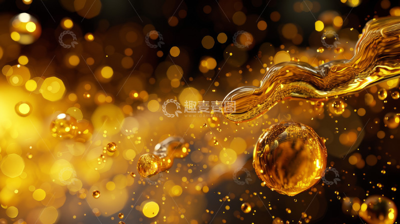 高清大图下载【趣麦麦图】水浪漫梦幻金色淘宝海报背景