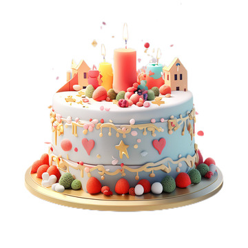 3D立体卡通生日蛋糕祝福甜品