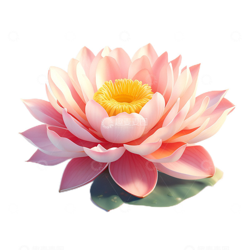 高清大图下载【趣麦麦图】3D立体卡通一朵粉色荷花