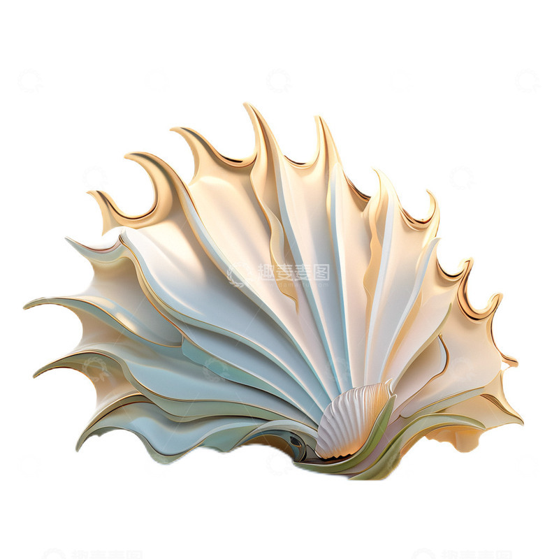高清大图下载【趣麦麦图】3D立体贝壳夏日赶海扇贝