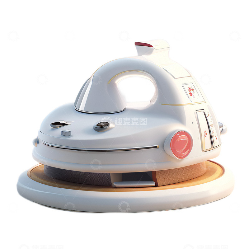 高清大图下载【趣麦麦图】3D立体卡通熨斗熨烫电器白色