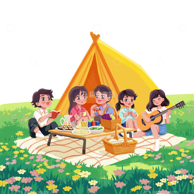 好友同学郊游踏青春游场景