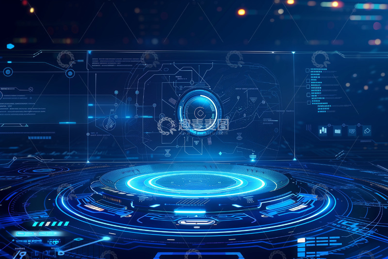 高清大图下载【趣麦麦图】科技感几何HUD背景矢量图