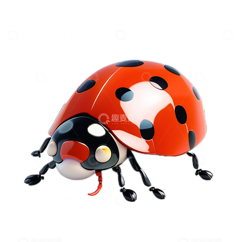 高清大图下载【趣麦麦图】3D立体卡通可爱瓢虫昆虫红色