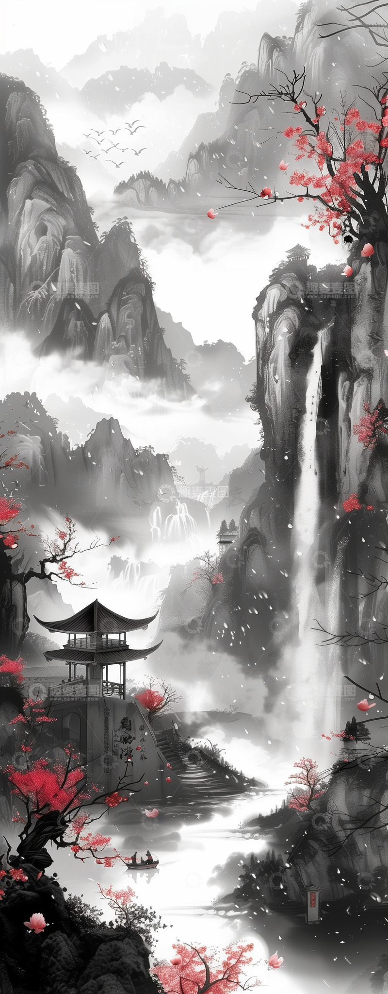 高清大图下载【趣麦麦图】中国风古典水墨山水背景