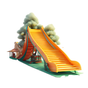 3D立体卡通黄色儿童滑梯