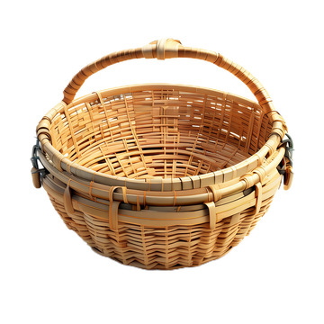 3D立体卡通竹编篮子农具手提