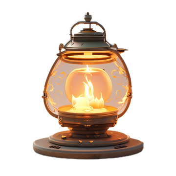 3D立体卡通油灯手提火焰