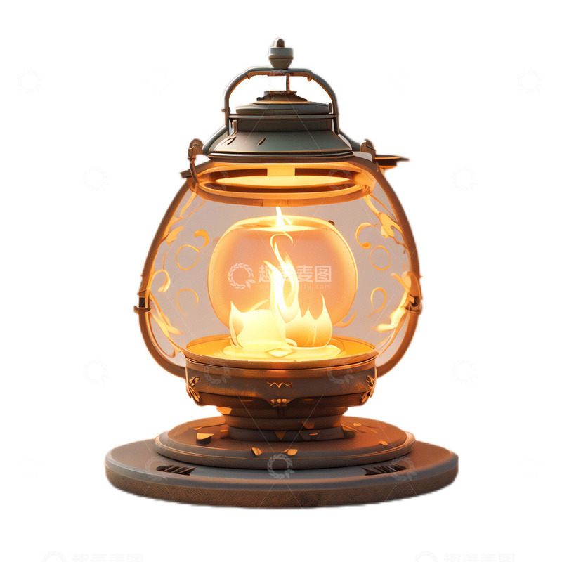 高清大图下载【趣麦麦图】3D立体卡通油灯手提火焰