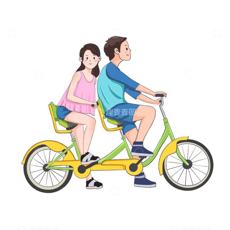 交通工具结合春游人物双人