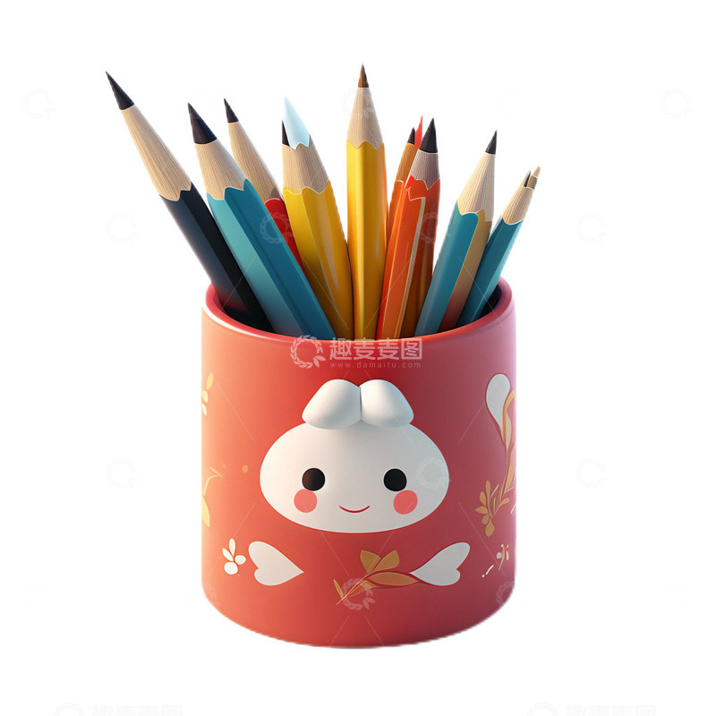 高清大图下载【趣麦麦图】3D立体卡通笔筒文具笔