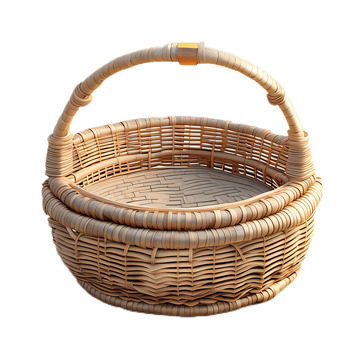 3D立体卡通竹编篮子农具