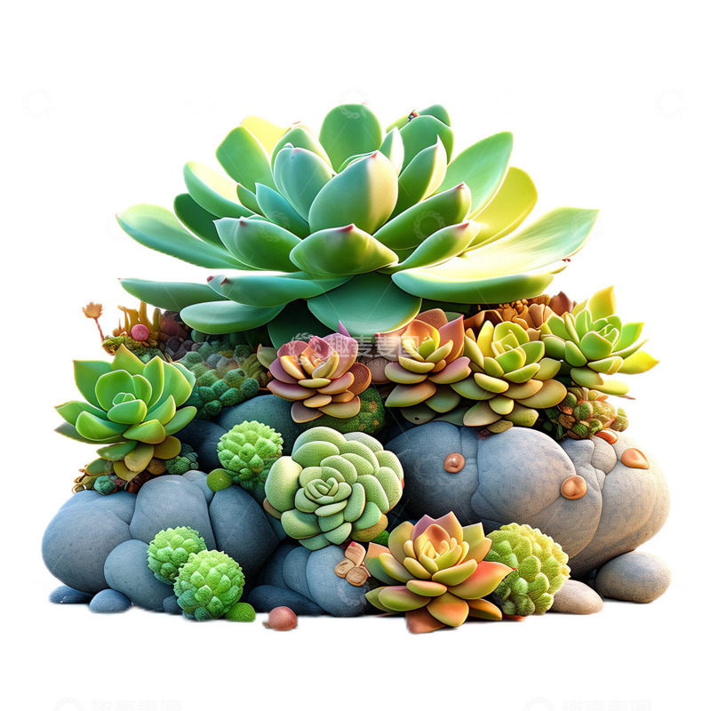 高清大图下载【趣麦麦图】3D立体卡通可爱植物多肉