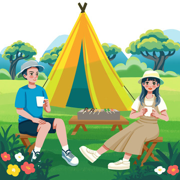 朋友郊游踏青出游场景