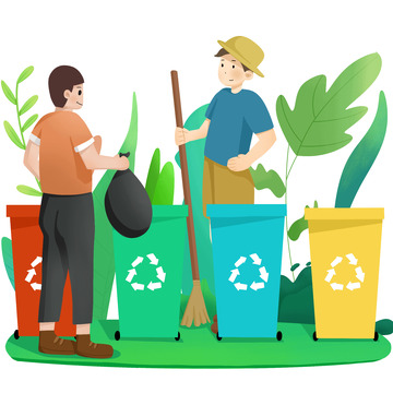 丢垃圾人物卡通