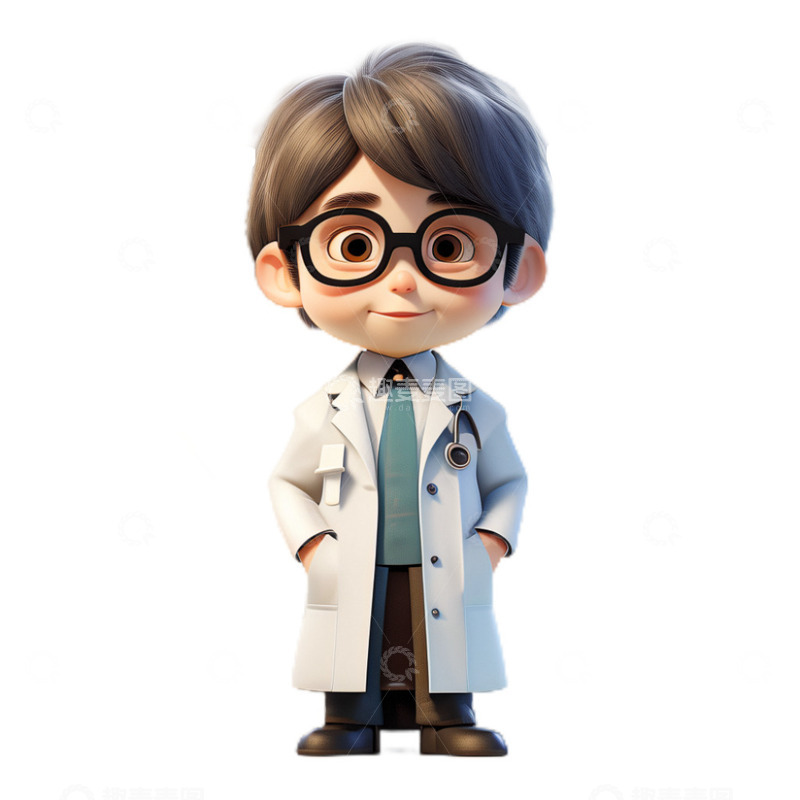高清大图下载【趣麦麦图】3D立体卡通医院医生眼镜