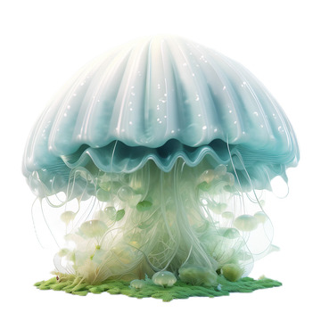 3D立体卡通水母海底淡蓝色