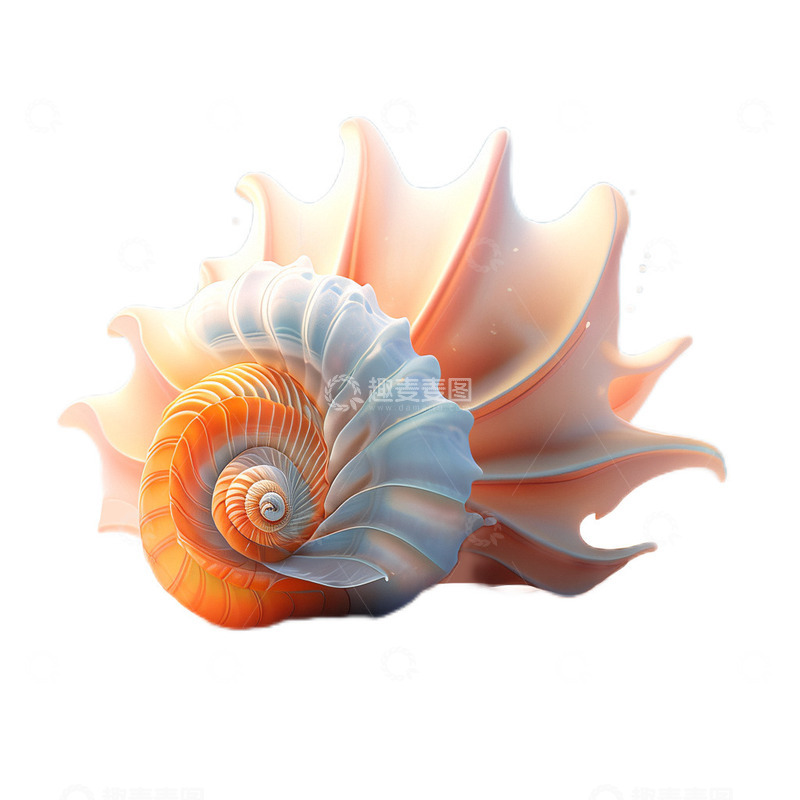 高清大图下载【趣麦麦图】3D立体卡通螺海边夏日赶海