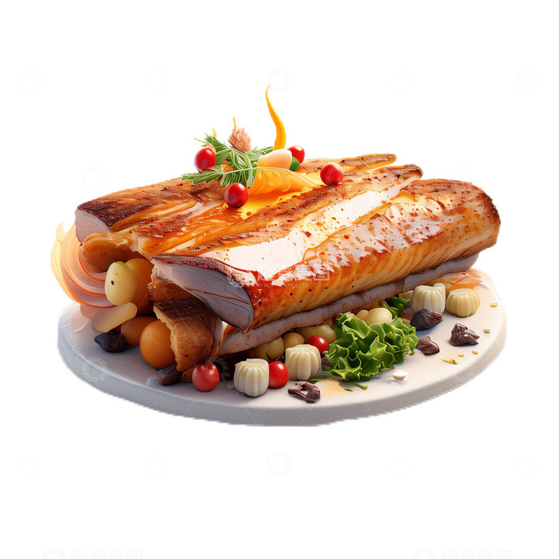 高清大图下载【趣麦麦图】3D立体卡通烤肉烤炉食物中餐