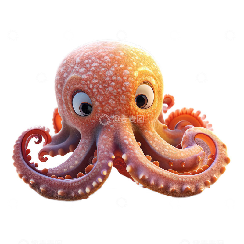 高清大图下载【趣麦麦图】3D立体卡通章鱼海底海鲜