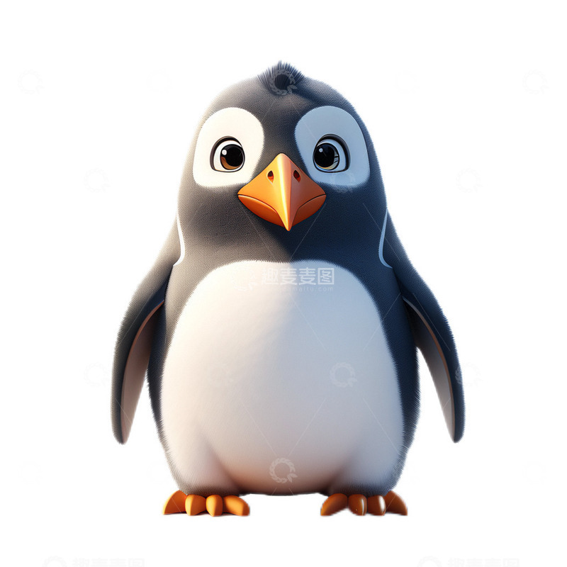 高清大图下载【趣麦麦图】3D立体卡通企鹅南极可爱黑白色