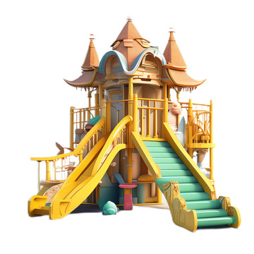 3D立体卡通儿童滑梯娱乐