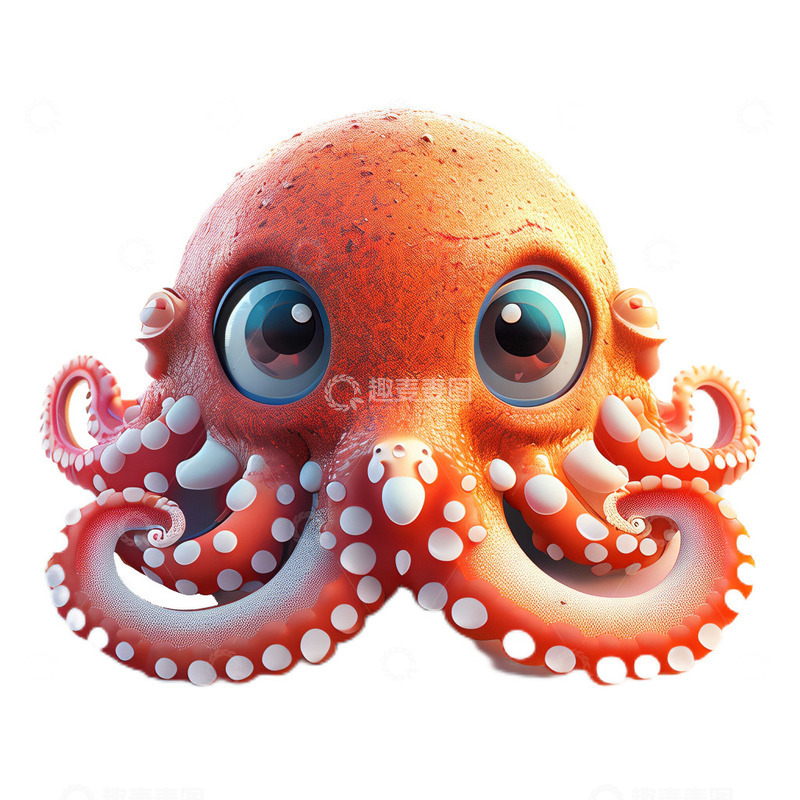 高清大图下载【趣麦麦图】3D立体卡通章鱼海鲜海洋