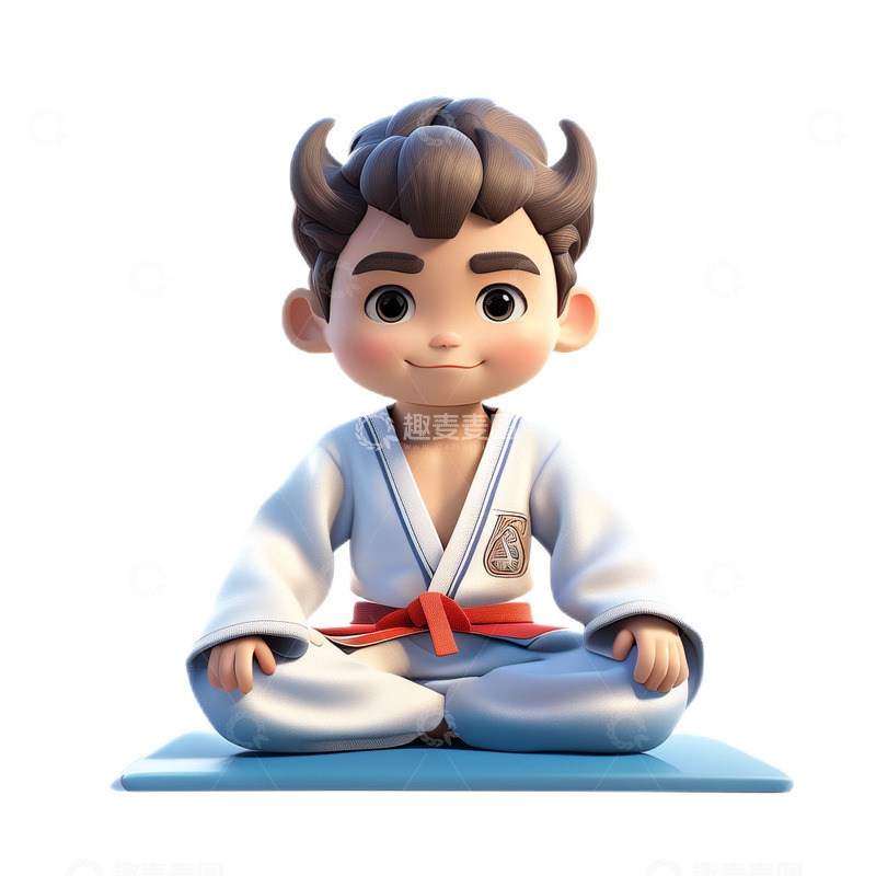 高清大图下载【趣麦麦图】3D立体卡通男孩跆拳道运动