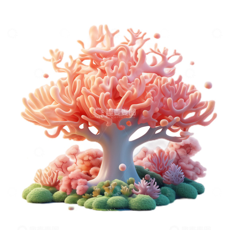 高清大图下载【趣麦麦图】3D立体卡通珊瑚海底梦幻