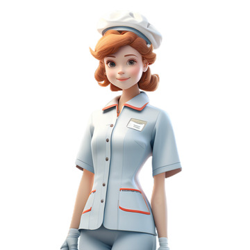 3D立体卡通医院护士女生淡蓝色