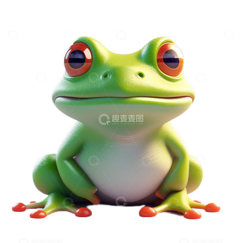 高清大图下载【趣麦麦图】3D立体卡通青蛙两栖动物绿色可爱