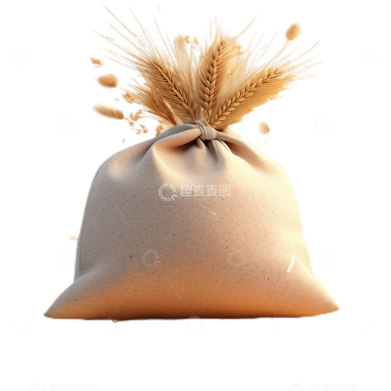 高清大图下载【趣麦麦图】3D立体卡通粮食麻袋农作物
