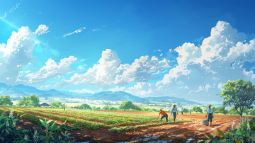 农耕场景插画