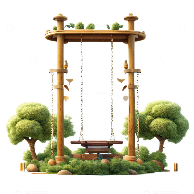 高清大图下载【趣麦麦图】3D立体卡通秋千儿童玩具