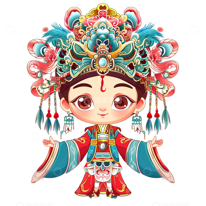 高清大图下载【趣麦麦图】中国风卡通戏曲人物