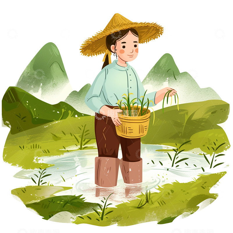 高清大图下载【趣麦麦图】农民春耕场景素材