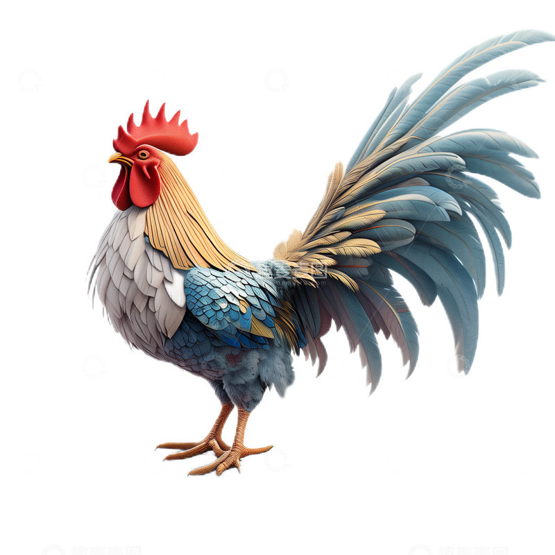 高清大图下载【趣麦麦图】3D立体卡通鸡家禽羽毛