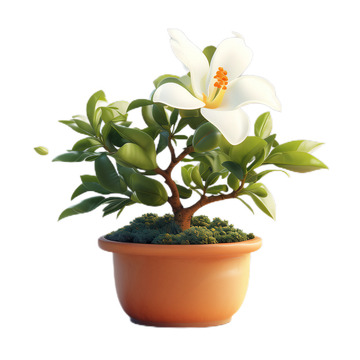 3D立体卡通栀子花盆栽花朵