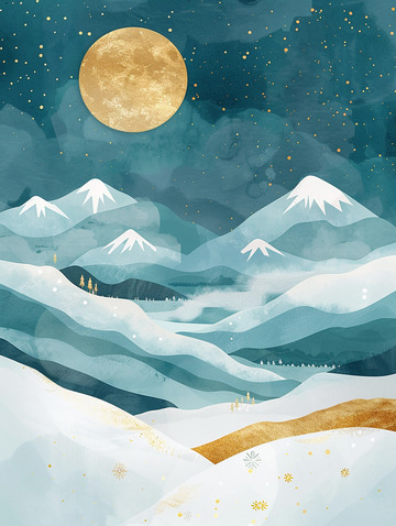 国潮远山纹理背景